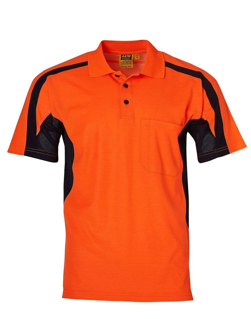 Hi-vis Fashion Polo Unisex SW25 Work Wear Australian Industrial Wear Fluoro Orange/Navy 2XS